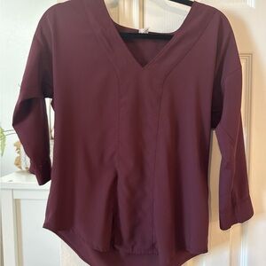 Van Heusen Deep Burgundy V-Neck Blouse